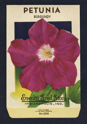 Petunia Vintage Everitt's Seed Packet, Burgundy