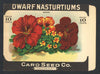 Dwarf Nasturtiums Antique Card Seed Co. Packet