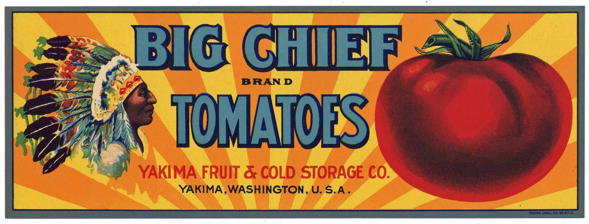 Big Chief Brand Vintage Tomato Crate Label