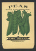 Peas Antique Card Seed Co. Seed Packet, Black Eyed Marrowfat
