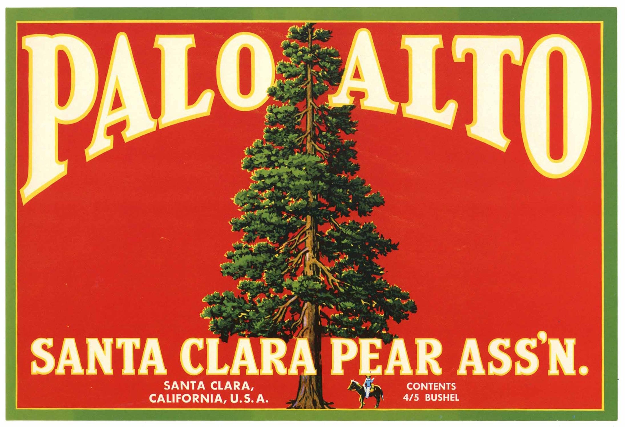 Palo Alto Brand Vintage Santa Clara California Pear Crate Label