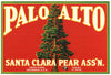 Palo Alto Brand Vintage Santa Clara California Pear Crate Label