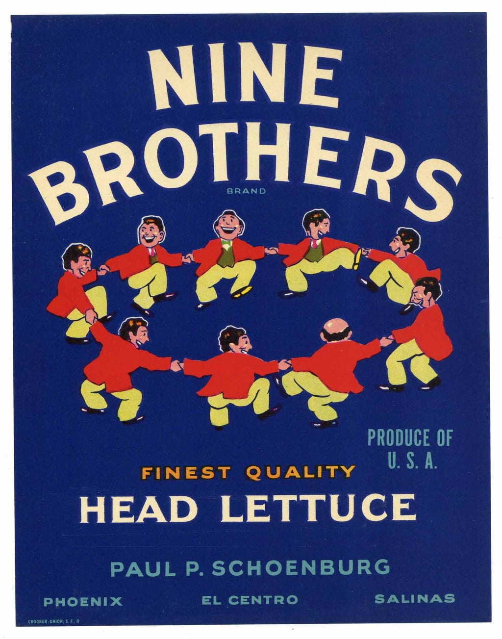Nine Brothers Brand Vintage Vegetable Crate Label