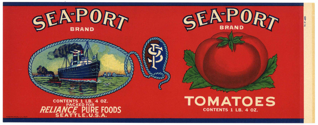 Sea-Port Brand Vintage Seattle Tomato Can Label