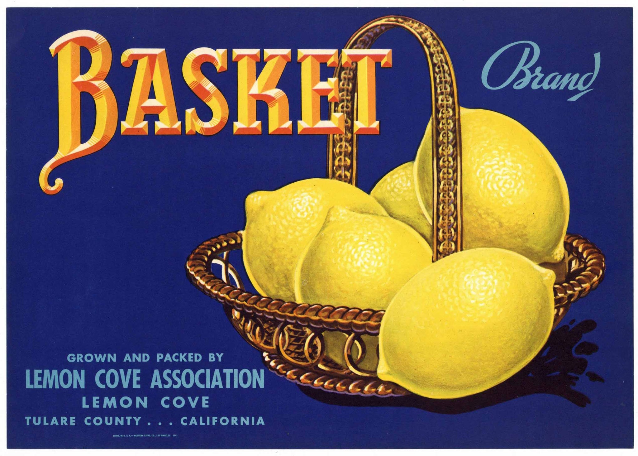 Basket Brand Vintage Tulare County Lemon Crate Label