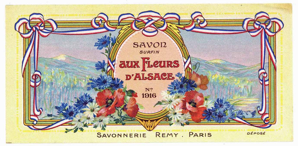 Aux Fleurs D'Alsace Brand Vintage Paris France Soap Label