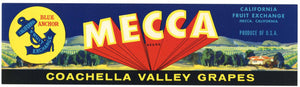 Mecca Brand Vintage Coachella Valley Grape Crate Label