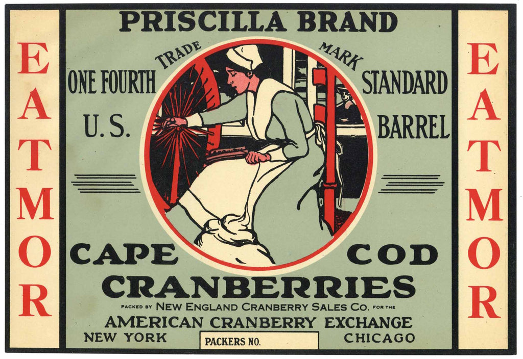 Priscilla Brand Vintage Cape Cod Cranberry Crate Label, 1/4