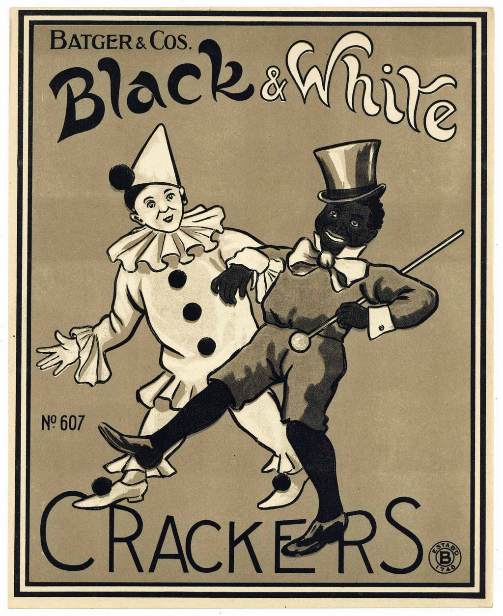 Black & White Brand Vintage English Cracker Label, Batger's