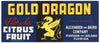 Gold Dragon Brand Vintage Pierson, Deland Florida Citrus Crate Label