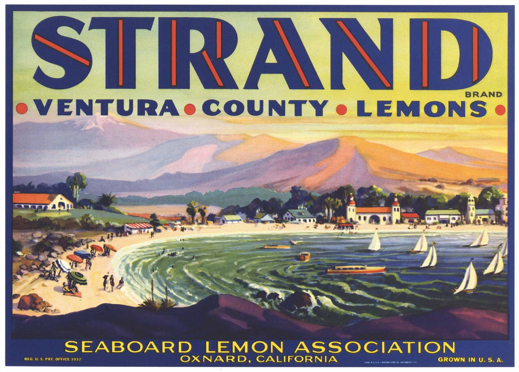 Strand Brand Vintage Oxnard California Lemon Crate Label