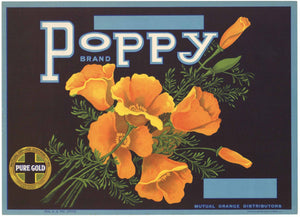 Poppy Brand Vintage Lemon Crate Label