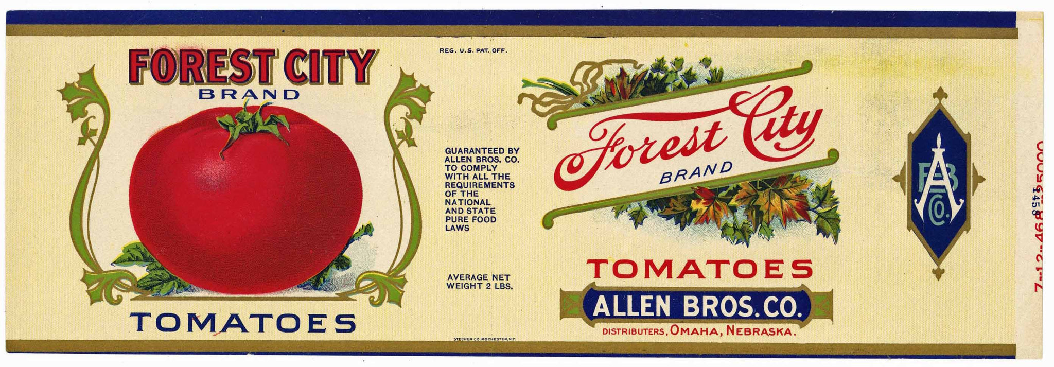 Forest City Brand Vintage Omaha Nebraska Tomato Can Label