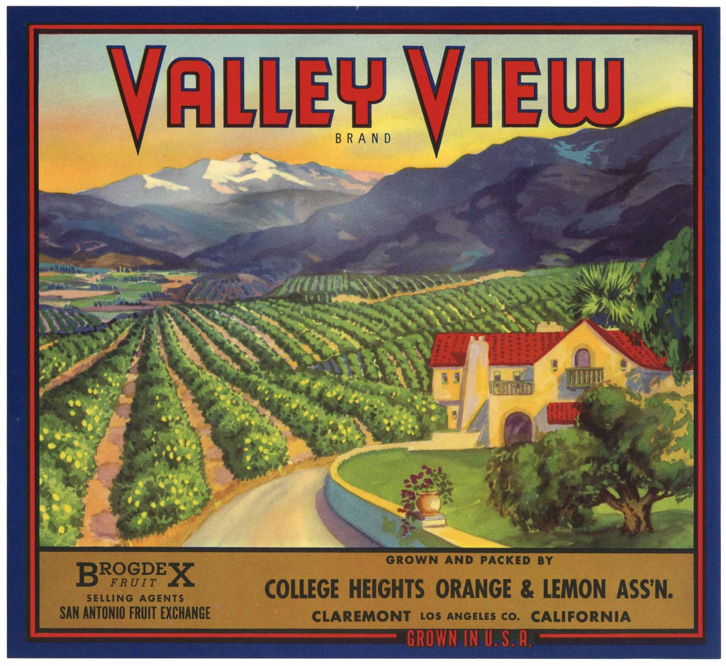 Valley View Brand Vintage Claremont Orange Crate Label