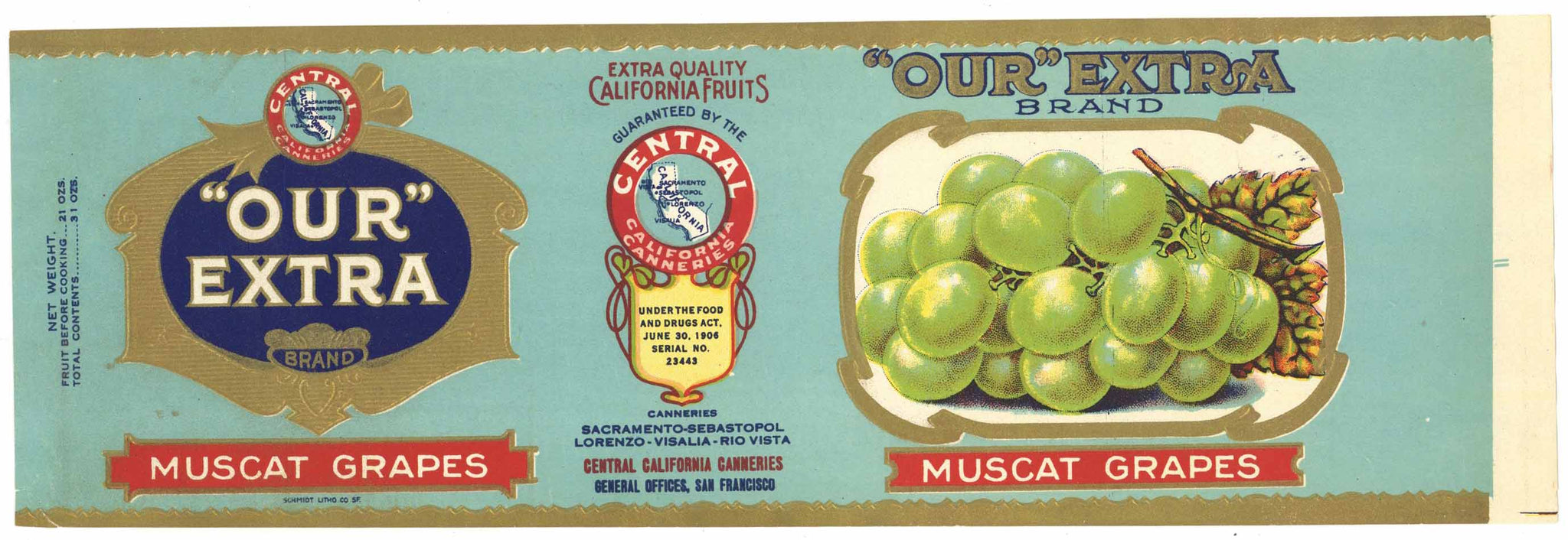 Our Extra Brand Vintage Muscat Grape Can Label