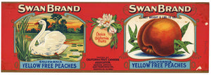 Swan Brand Vintage Yellow Free Peaches Can Label