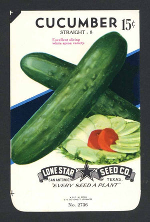 Cucumber Vintage Lone Star Seed Packet, Straight
