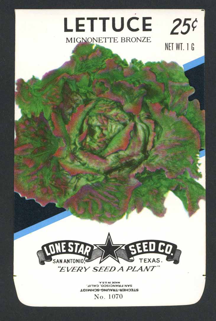 Lettuce Vintage Lone Star Seed Packet, Mignonette