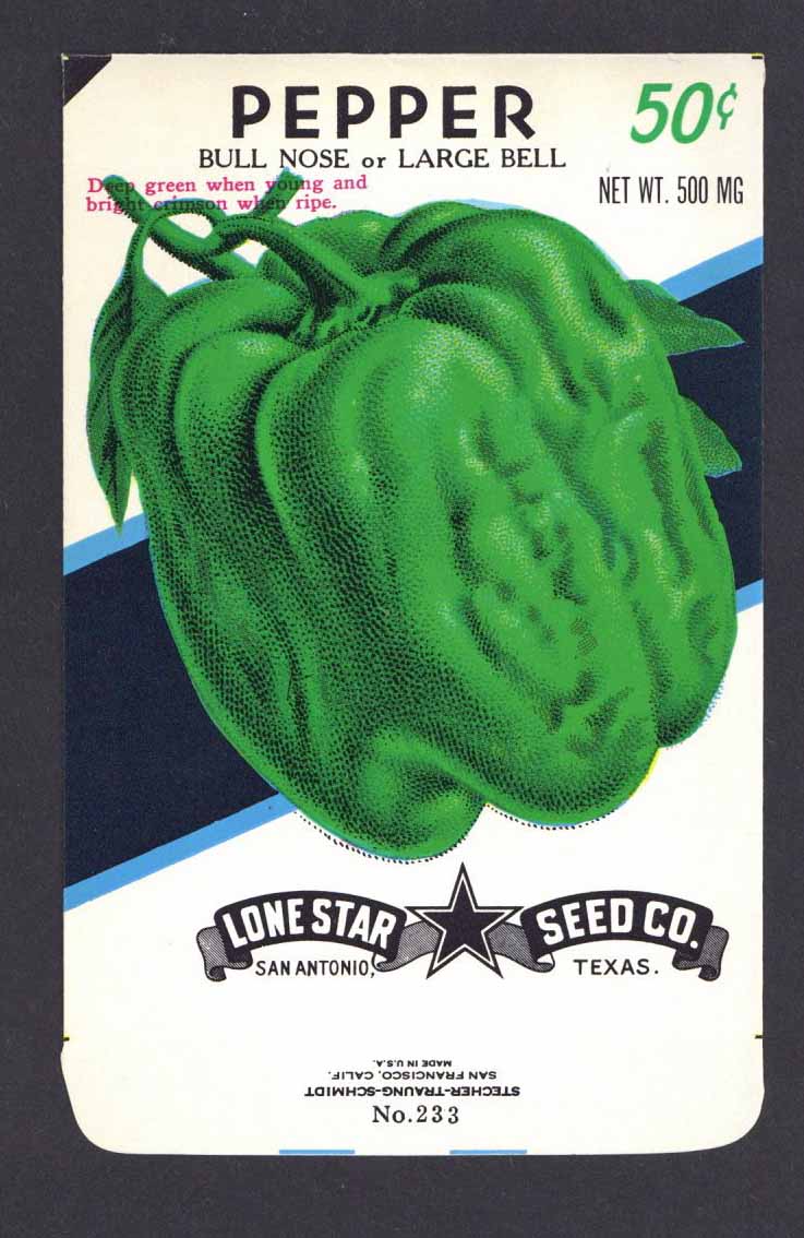 Pepper Vintage Lone Star Seed Packet, Bell