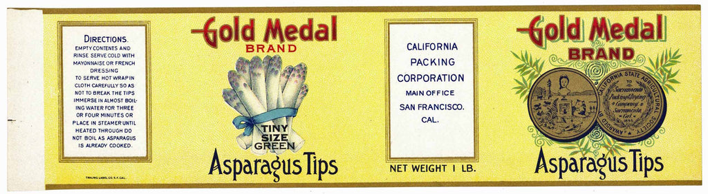 Gold Medal Brand Vintage Asparagus Can Label