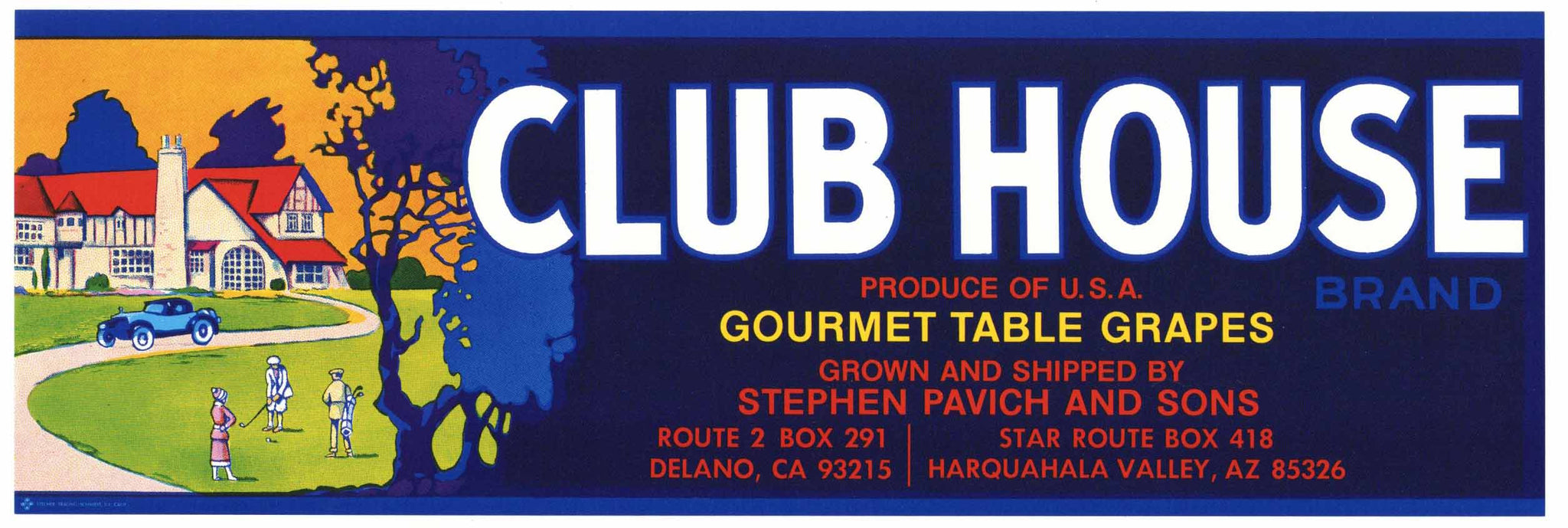 Club House Brand Vintage Grape Crate Label