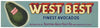 West Best Brand Vintage Avocado Crate Label