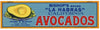 Bishop's Brand Vintage La Habra Avocado Crate Label, o