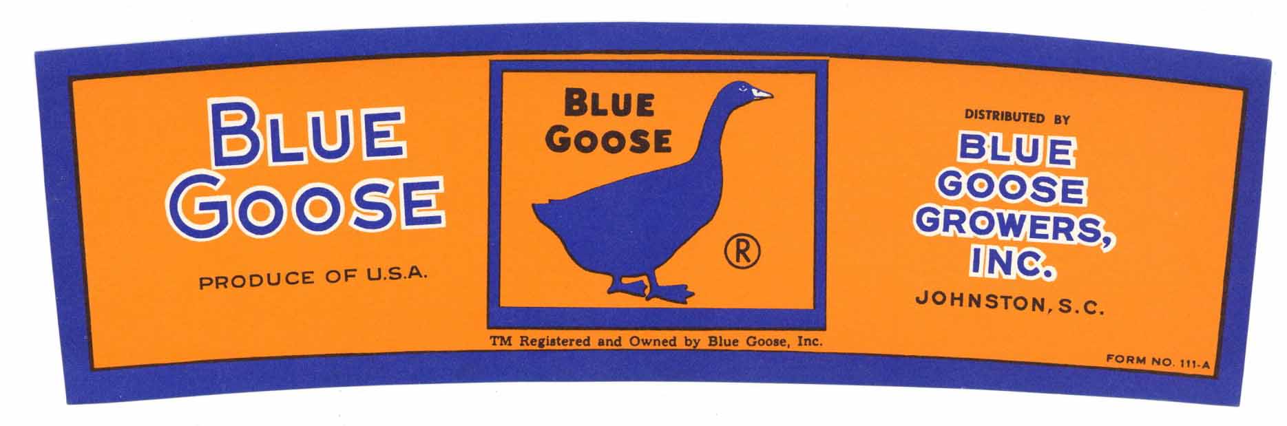 Blue Goose Brand Vintage Johnston South Carolina Crate Label