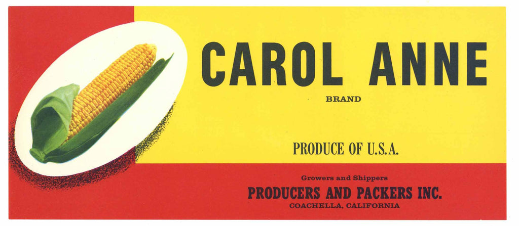 Carol Anne Brand Vintage Coachella Valley Corn Crate Label