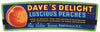 Dave's Delight Brand Vintage Hartsville South Carolina Peach Crate Label