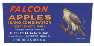 Falcon Brand Vintage Emmett Idaho Apple Crate Label, no border