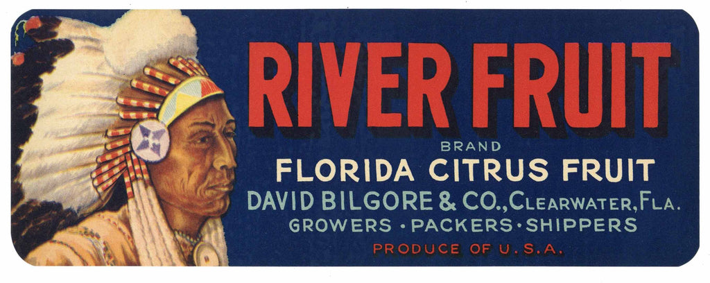 River Fruit Brand Vintage Clearwater Florida Citrus Crate Label