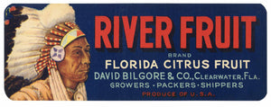 River Fruit Brand Vintage Clearwater Florida Citrus Crate Label