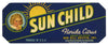 Sun Child Brand Vintage Frostproof Florida Citrus Crate Label