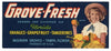 Grove Fresh Brand Vintage Tampa Florida Citrus Crate Label