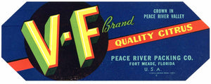 V-F Brand Vintage Fort Meade Florida Citrus Crate Label