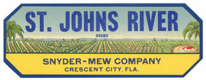 St. Johns River Brand Vintage Crescent City Florida Citrus Crate Label