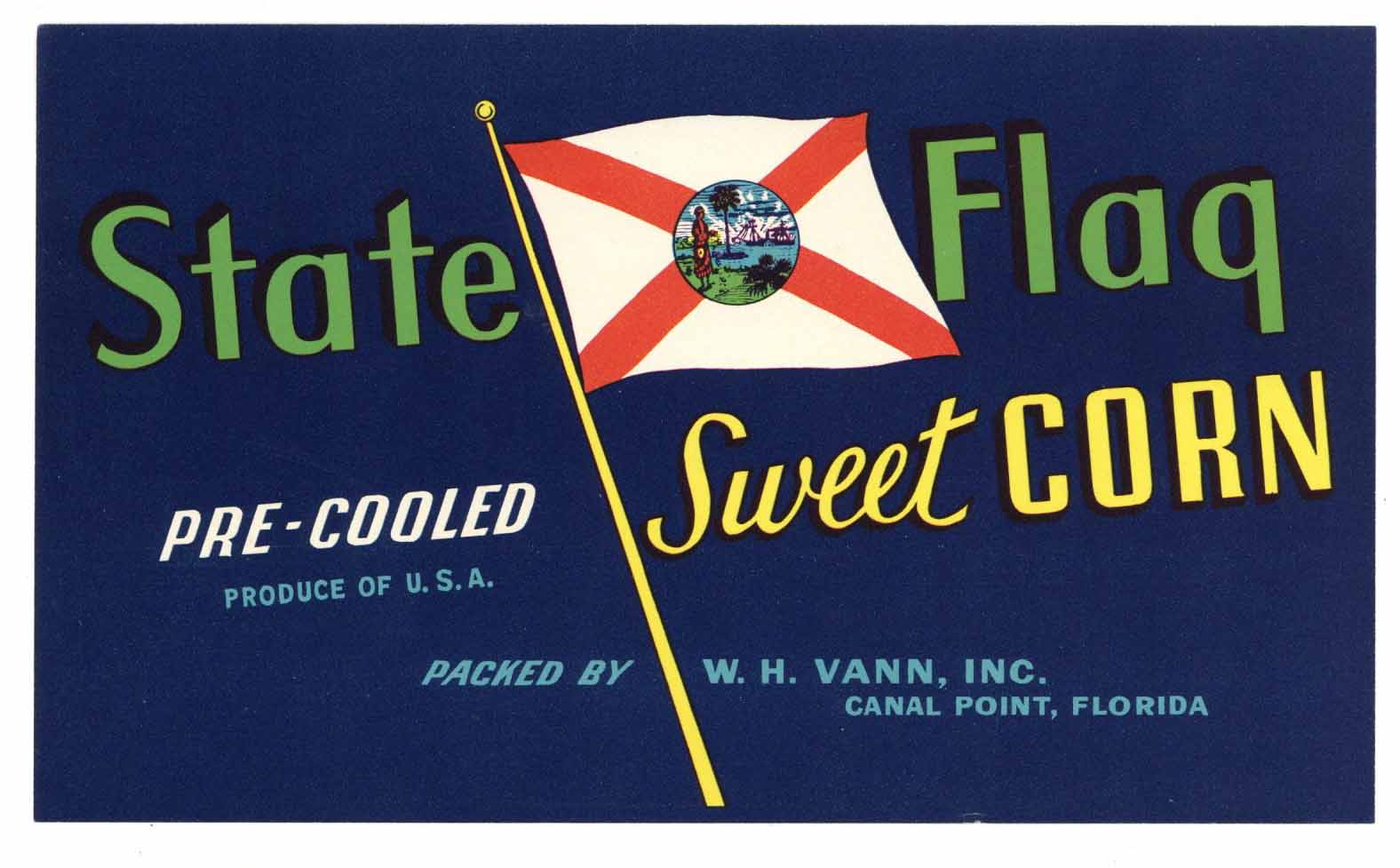 State Flag Brand Vintage Canal Point Florida Vegetable Crate Label