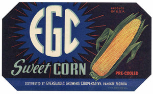 EGC Brand Vintage Pahokee Florida Vegetable Crate Label