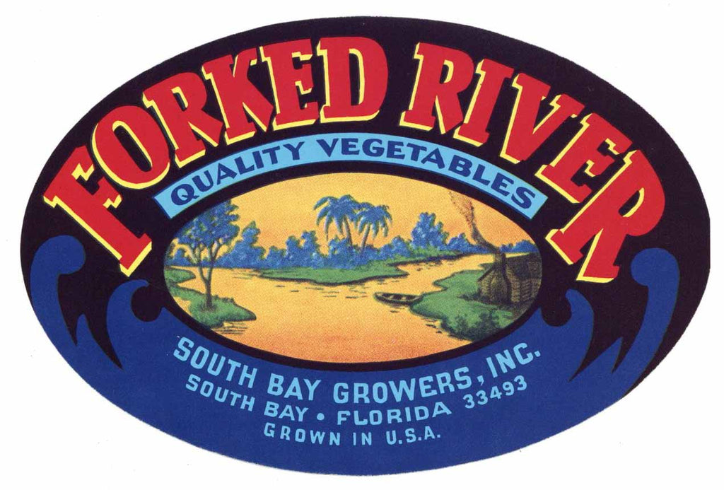 Forked River Brand Vintage South Bay Florida Vegetable Crate Label