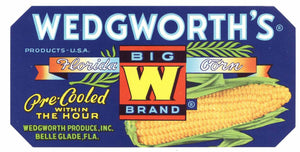 Wedgworth's Brand Vintage Belle Glade Florida Vegetable Crate Label