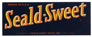 Seald-Sweet Brand Vintage Tampa Florida Citrus Crate Label