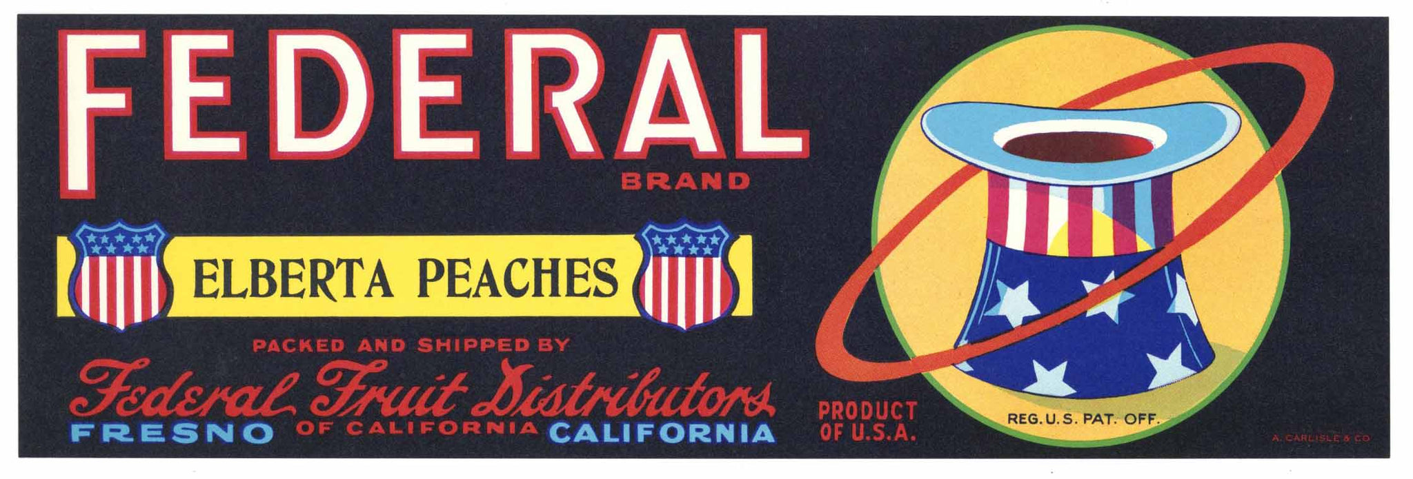 Federal Brand Vintage Elberta Peach Crate Label