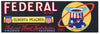 Federal Brand Vintage Elberta Peach Crate Label
