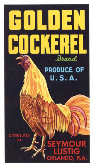 Golden Cockerel Brand Vintage Orlando Florida Crate Label