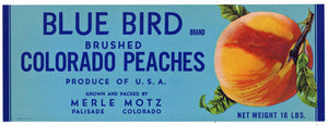 Blue Bird Brand Vintage Palisade Colorado Peach Crate Label