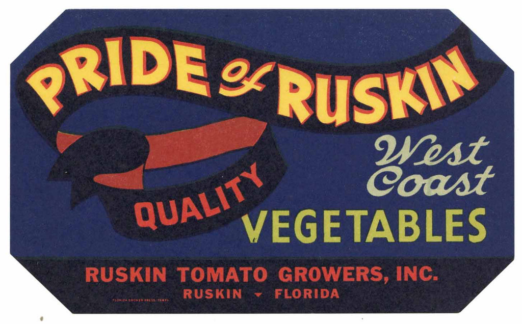Pride Of Ruskin Brand Vintage Florida Vegetable Crate Label
