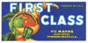 First Class Brand Vintage Pompano Beach Florida Vegetable Crate Label
