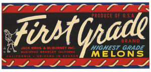 First Grade Vintage Melon Crate Label