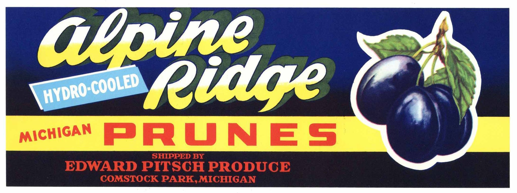 Alpine Brand Vintage Comstock Park Michigan Prune Crate Label
